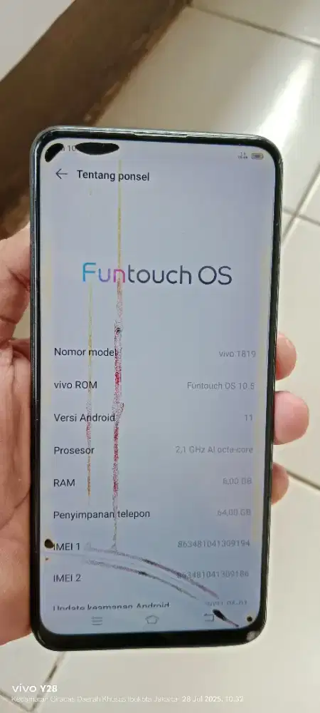 Vivo. V15 resmi. 6/64. Mnus retak noda sma folume pda copot norml smua