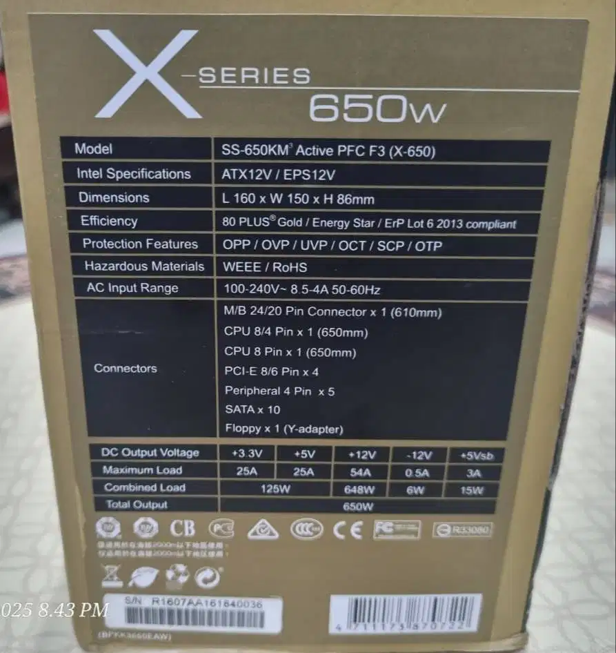 Seasonic X-Series SS-650KM Fully Modular 650W 80+ GOLD