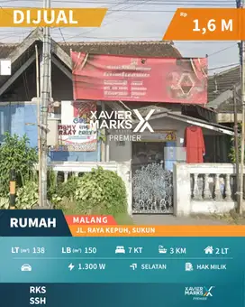 Rumah Bangunan Dengan Kos Aktif Di Jalan Raya Kepuh Sukun Malang