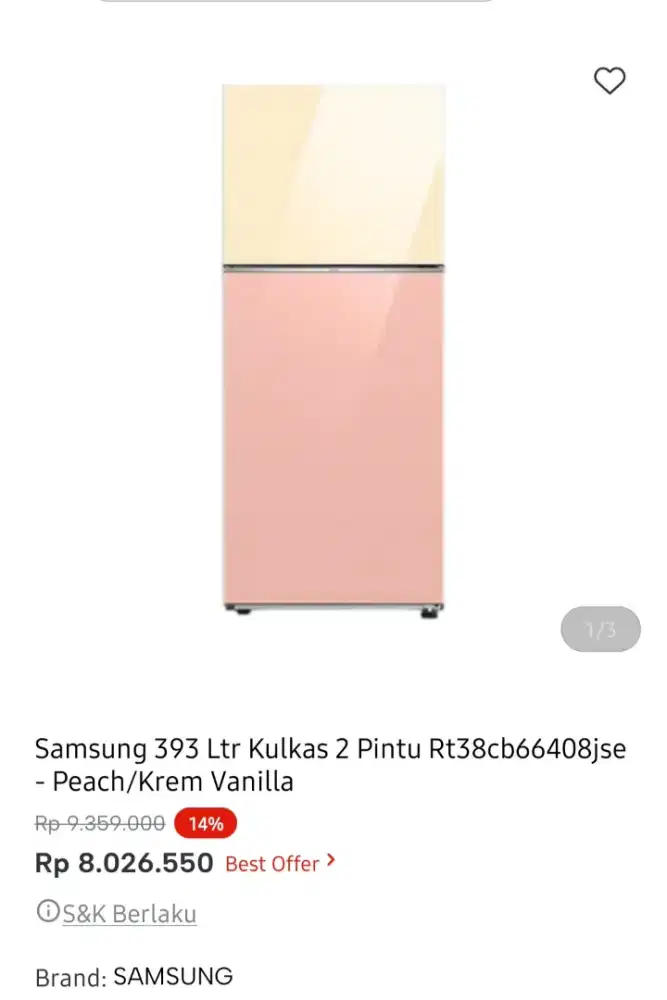 KULKAS SAMSUNG BESPOKE 393L
