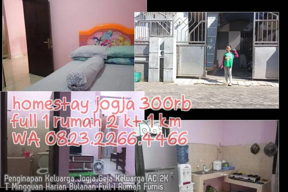 Penginapan Keluarga Jogja Geja Keluarga AC 2KT Mingguan Harian Bulanan