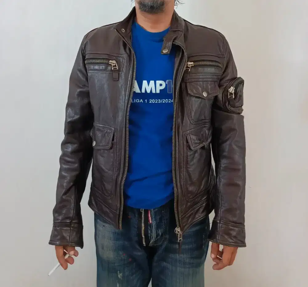 Jaket kulit Trucker size L