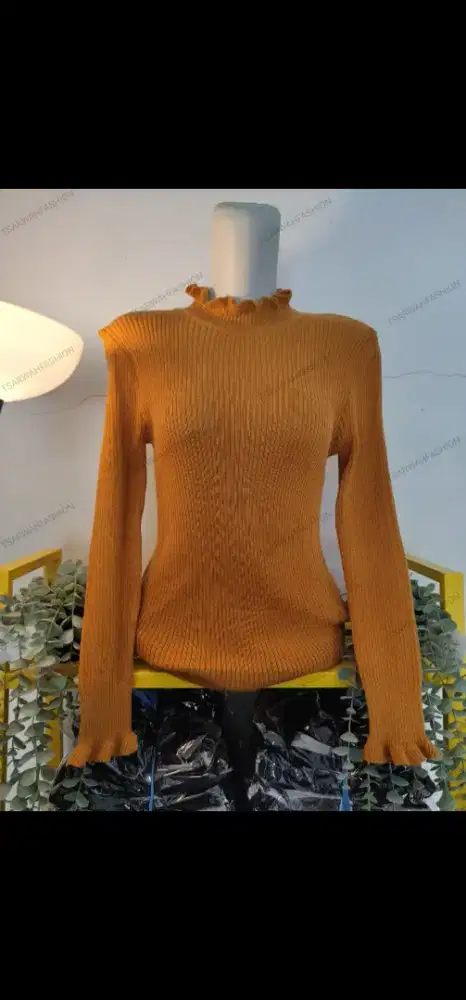 Baju rajut kerah kriwil/turtle bahan premium
