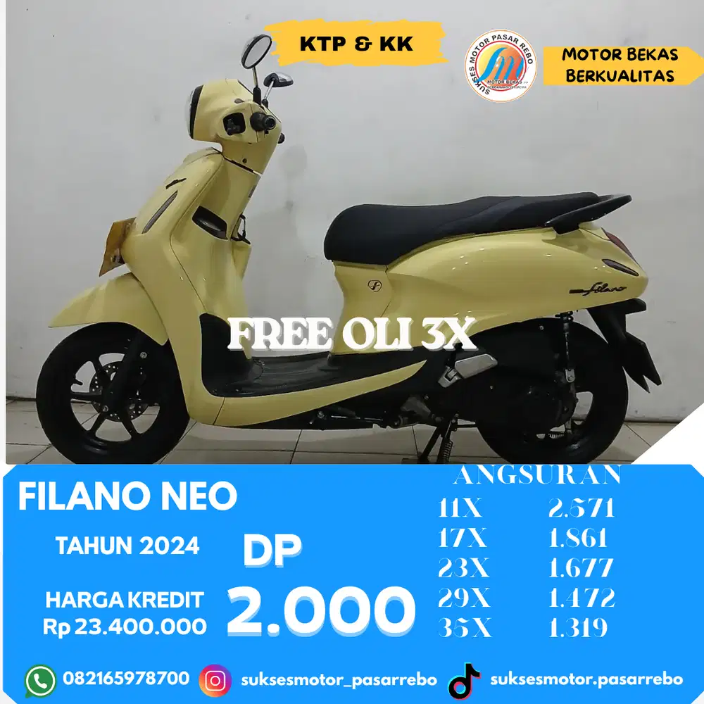YAMAHA FILANO NEO TAHUN 2024 BERGARANSI, MESIN HALUS, BODI MULUS