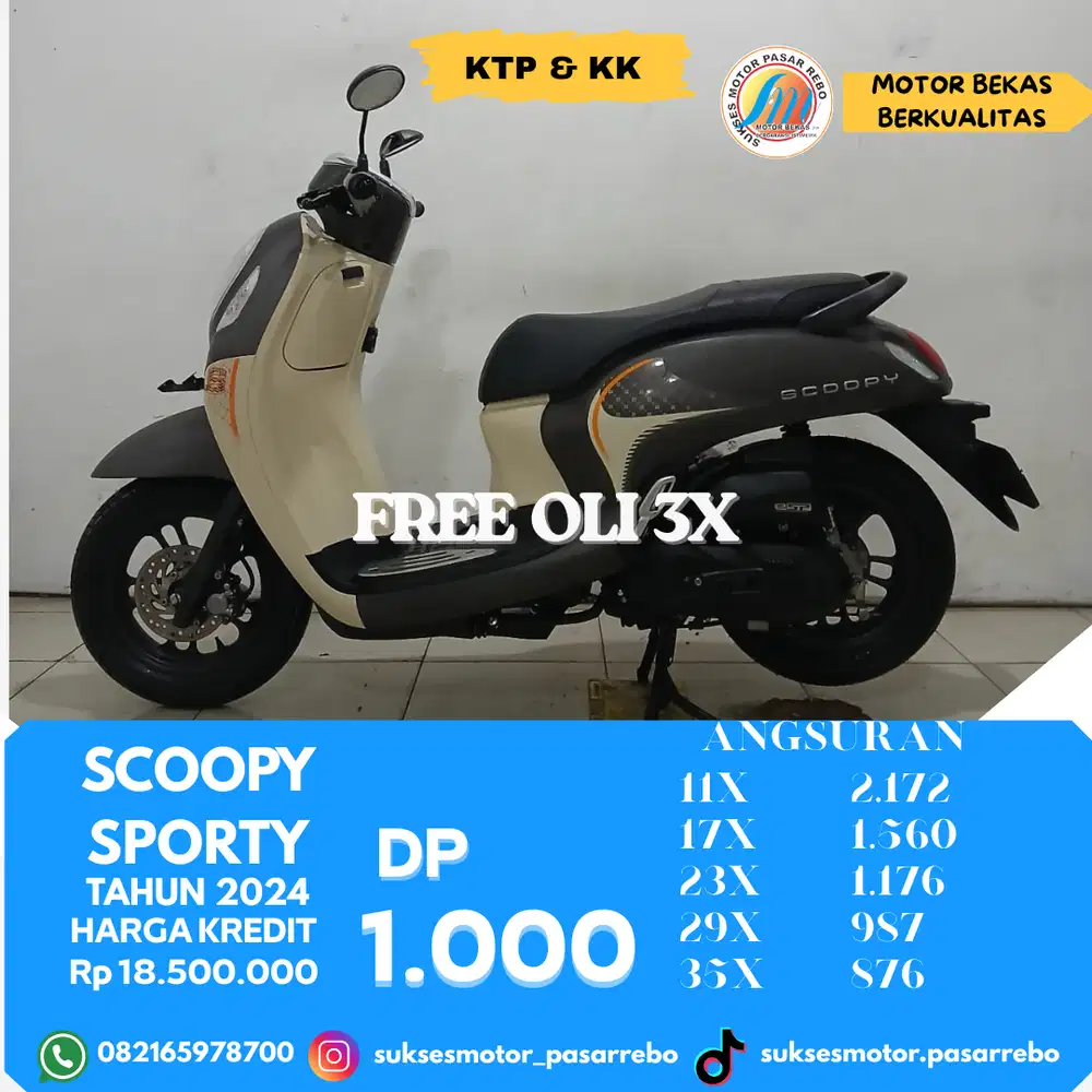 HONDA SCOOPY SPORTY TAHUN 2024 GRATIS SERVIS, FREE OLI, BERGARANSI
