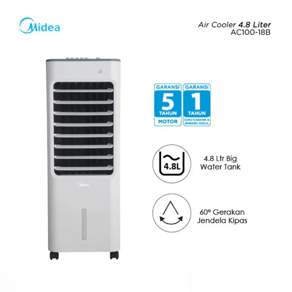 Midea Air cooler 4,8Liter~Penyejuk Udara ( AC100-18B ) Free Ice Packx2