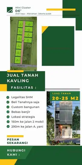 Jual tanah kavling Matraman Jakarta Timur strategis bebas banjir dan macet jakarta timur