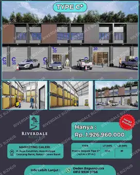 dijual ruko/gudang multiguna berlokasi strategis di cikarang barat jalur provinsi samping fajar paper