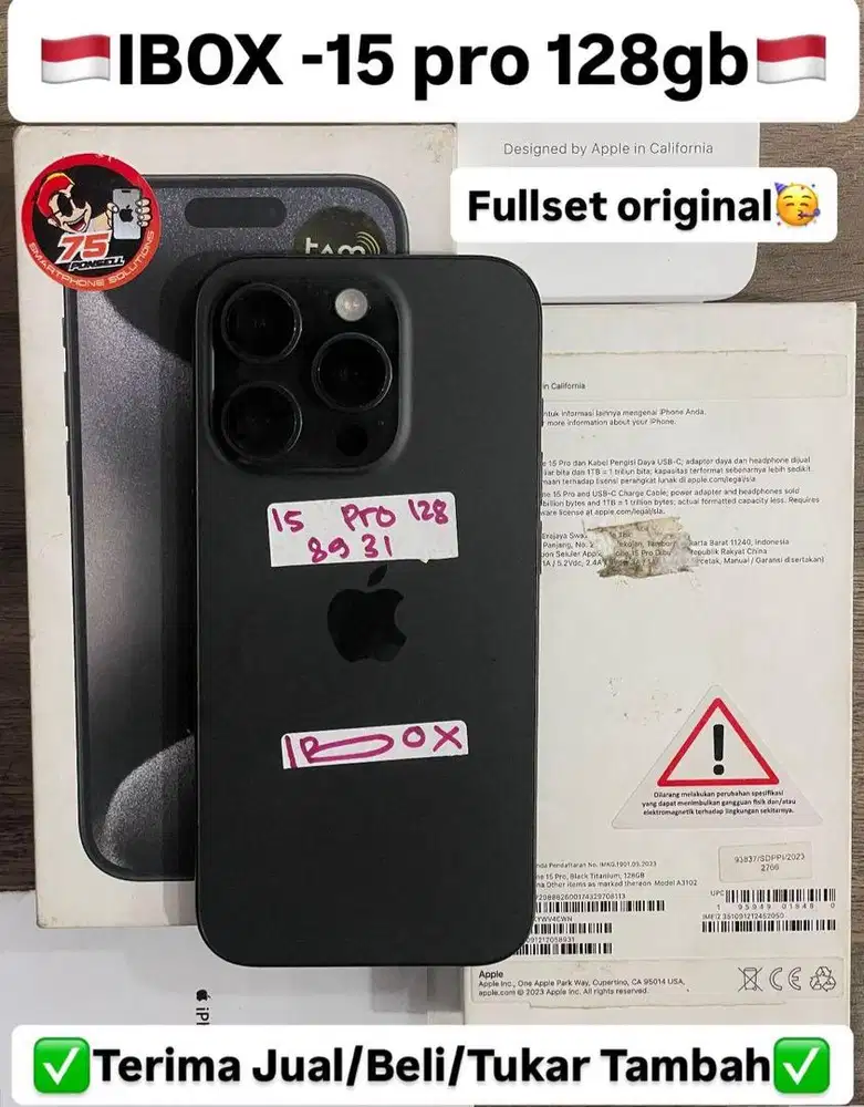 Iphone 15 Pro 128 Hitam IBOX bisa Cicilan 0% dan Tukar Tambah