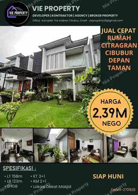 Jual Cepat Rumah Cantik Siap Huni 2,390 M Nego. CitraGran Cibubur.