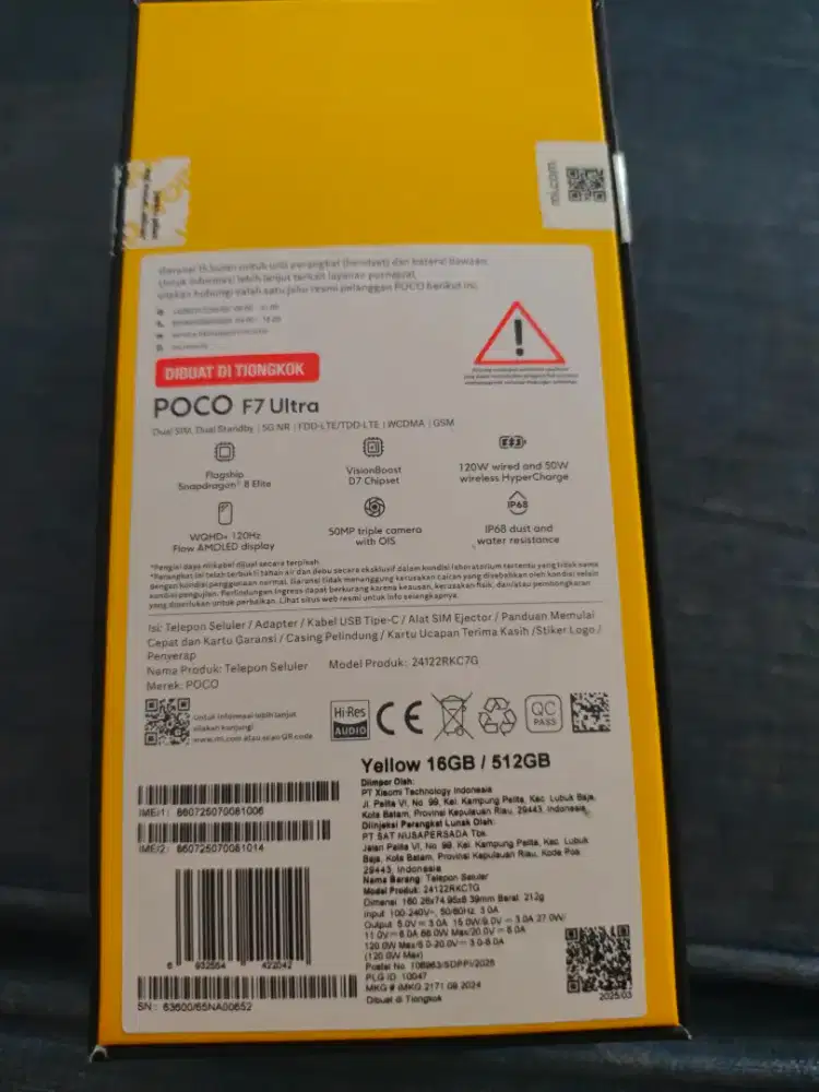 Poco f 7 ultra ram 16/512  yellow