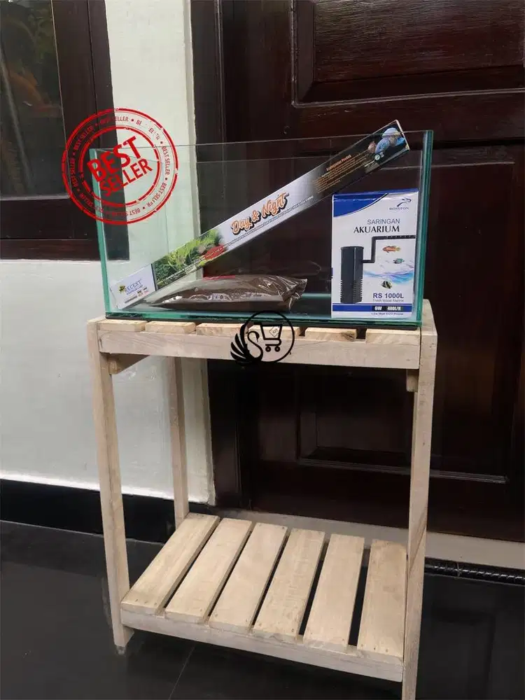 Tank aquarium paket fullset meja tingal pajang