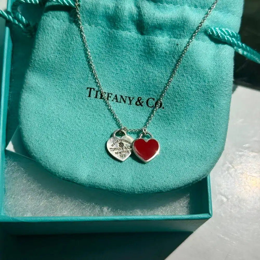 Kalung Tiffany&Co Double Heart Diamond