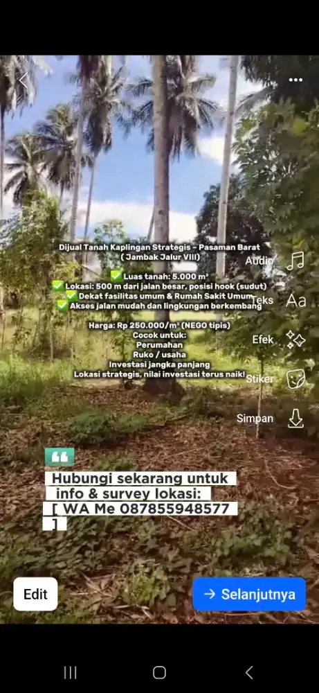 Dijual Tanah Kaplingan Strategis – Pasaman Barat (Jambak Jalur VIII)