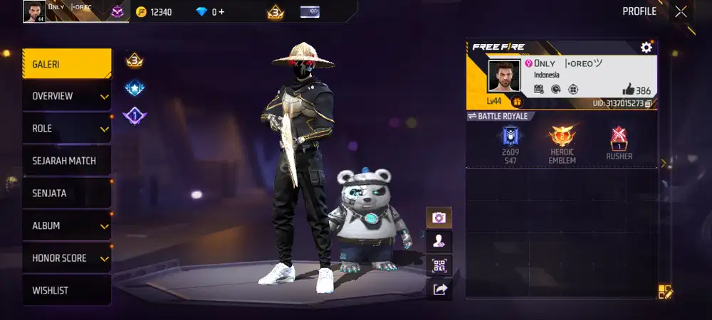 Akun ff topi jerami,sg2 gurun,bundle madara