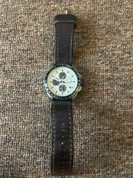 Fossil Decker CH2882 Chronograph White Dial Dark Brown Leather Strap