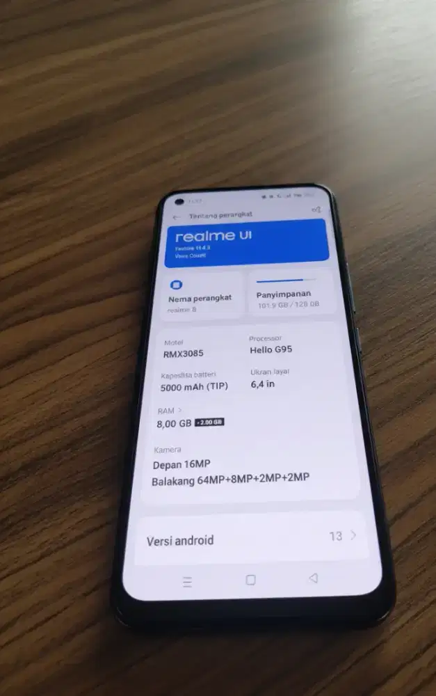 Jual cepat realme 8 (8/128) batangan hp cas segel mulus