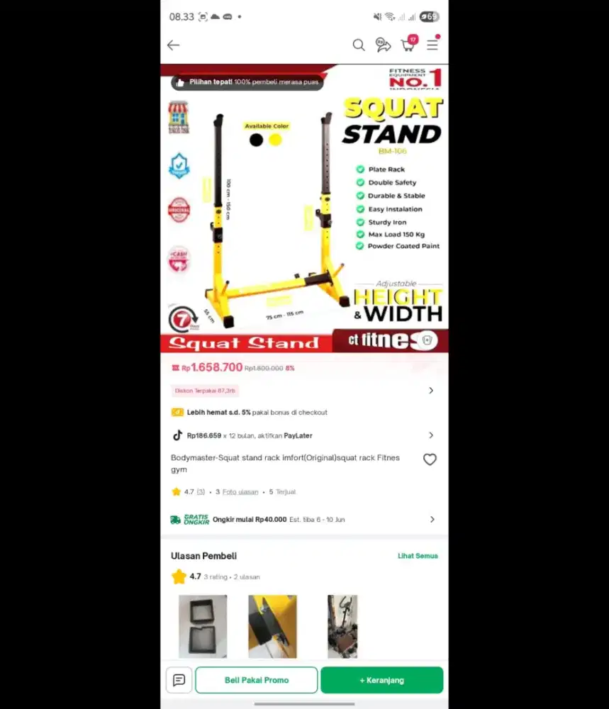 SQUAT STAND ALAT GYM MULUS LIKE NEW