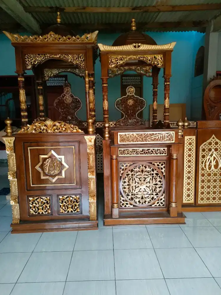 Mimbar masjid ready stock siap kirim full kayu jati