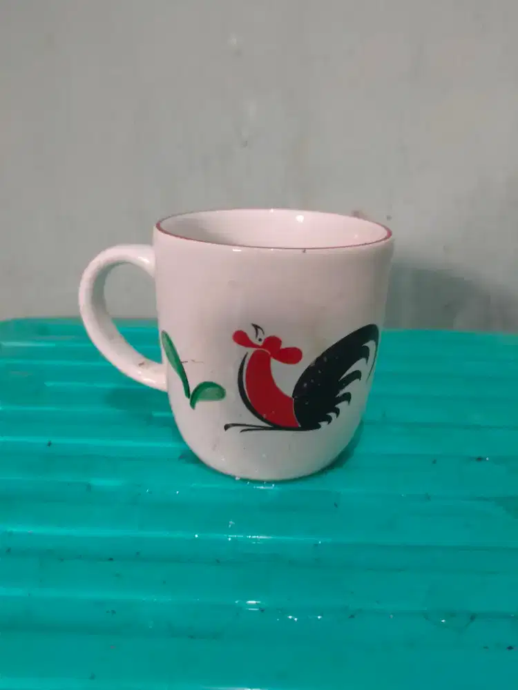GELAS KACA MUG GAMBAR AYAM JAGO