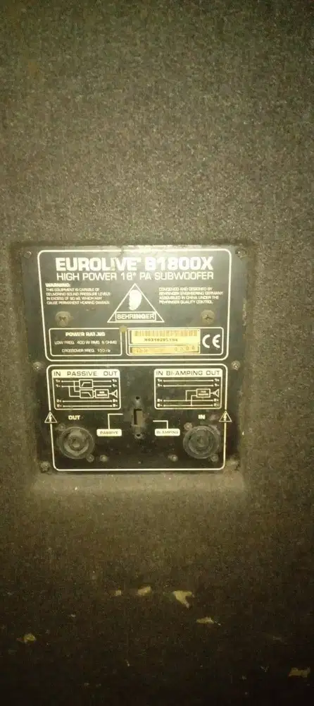 SUBWOOFER PASIF 18 INCH BEHRINGER