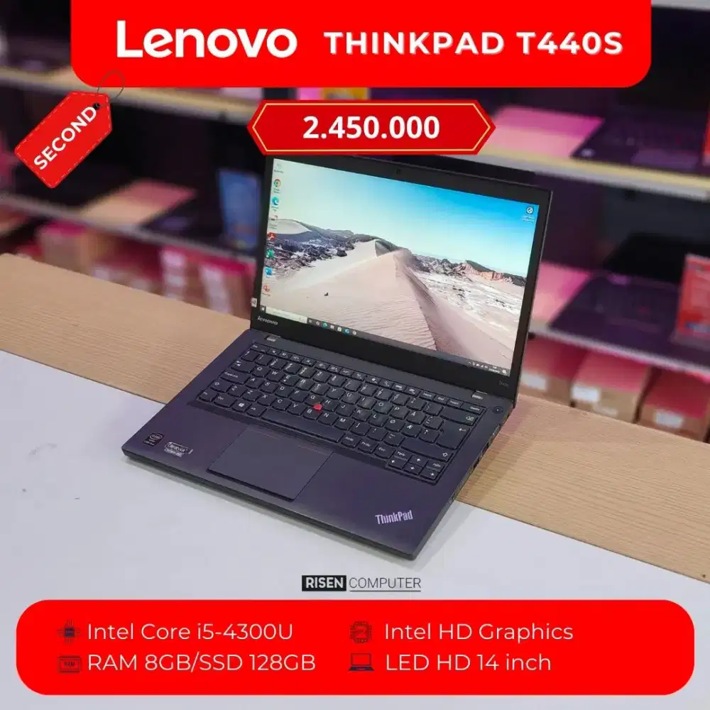 LENOVO T440S Intel Core I5-4300U RAM 8GB SSD 128GB HD 14inch Notebook