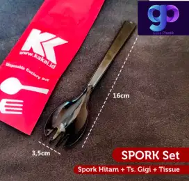 SPORK (sendok+garpu) paket tisu dan tuspick