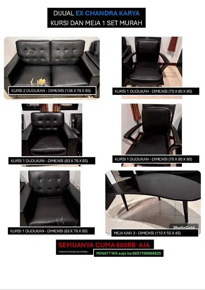 DIJUAL EX CHANDRA KARYA KURSI DAN MEJA 1 SET MURAH