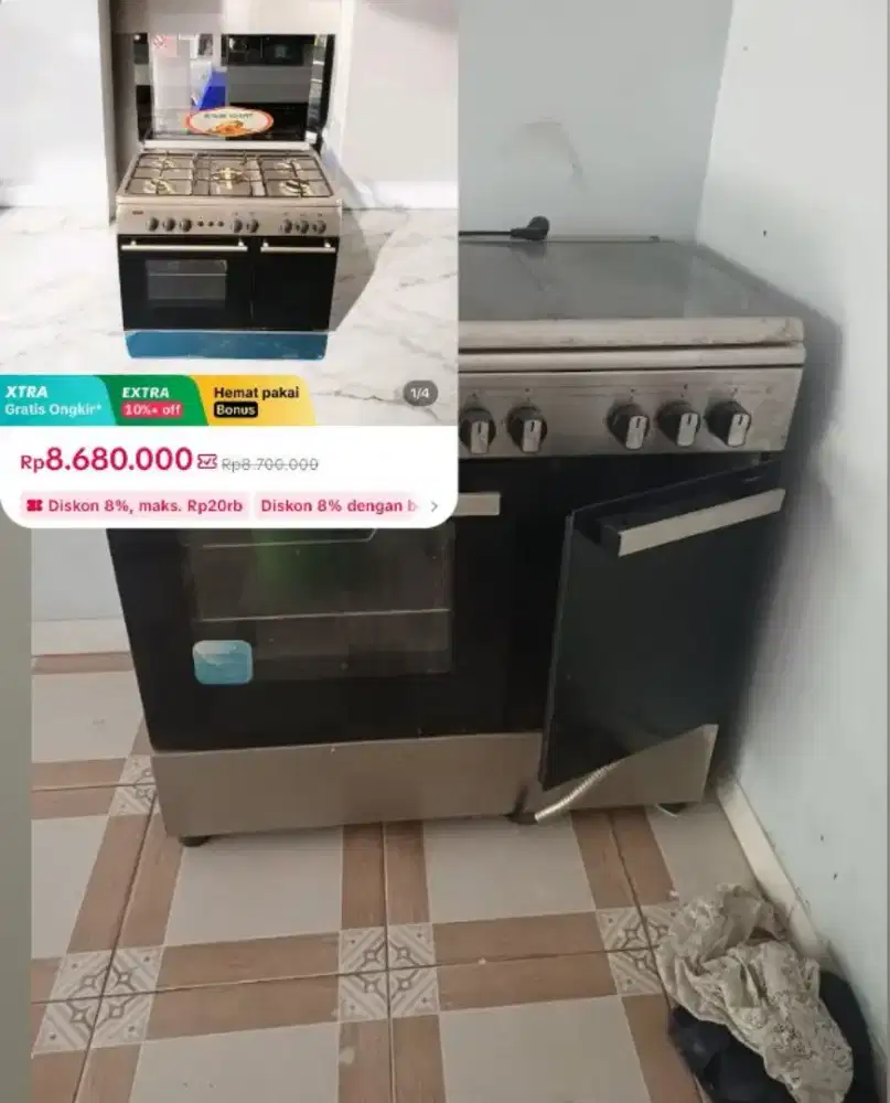 Delizia kompor gas 5 tungku , bonus mesin cuci