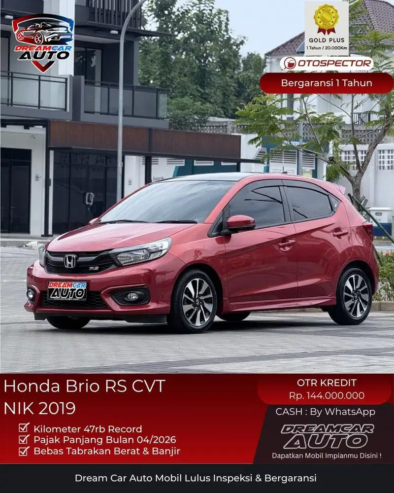 [KM 47RB] Honda Brio RS CVT AT NIK 2019 Merah Mutiara