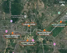 Tanah 400 m2 (13m x 30.60m) di Batang Kuis. 15 menit dari Bandara KNO