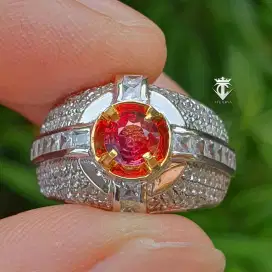 Batu Permata Natural Top Luster Round Orangy Pink Sapphire 0.61 Ct