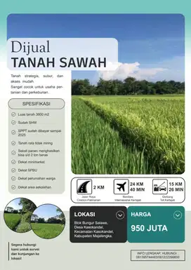 JUAL TANAH SAWAH DESA KASOKANDEL MAJALENGKA