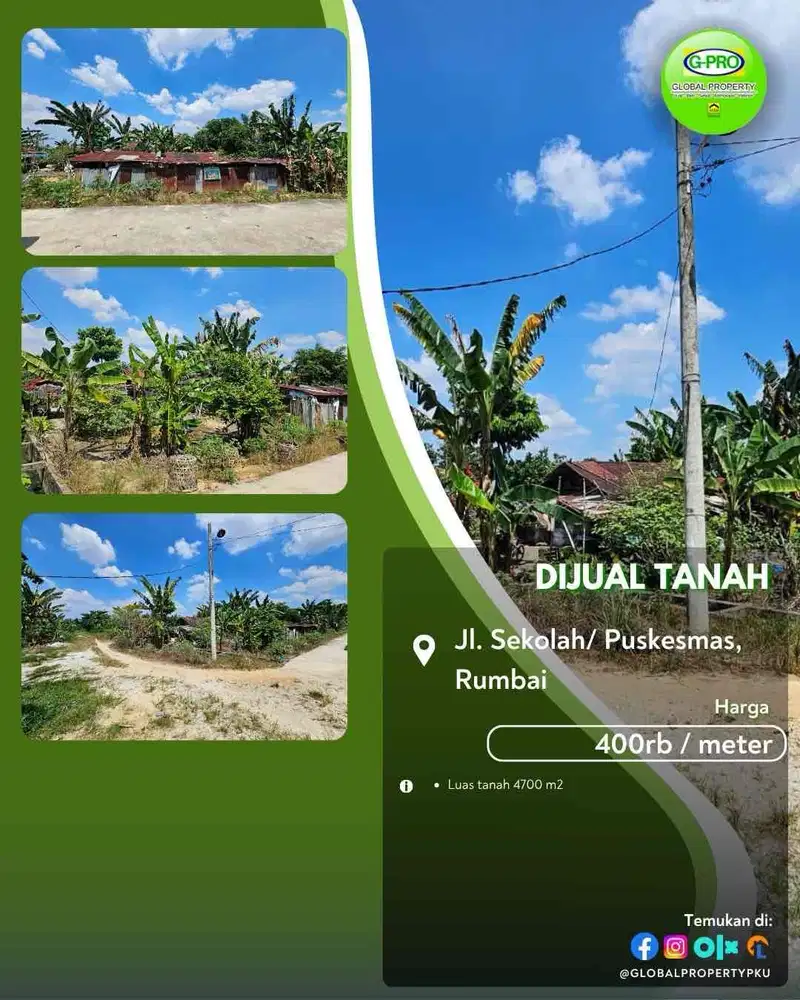 Dijual Tanah Daerah Rumbai Jalan Sekolah Pekanbaru Kota!