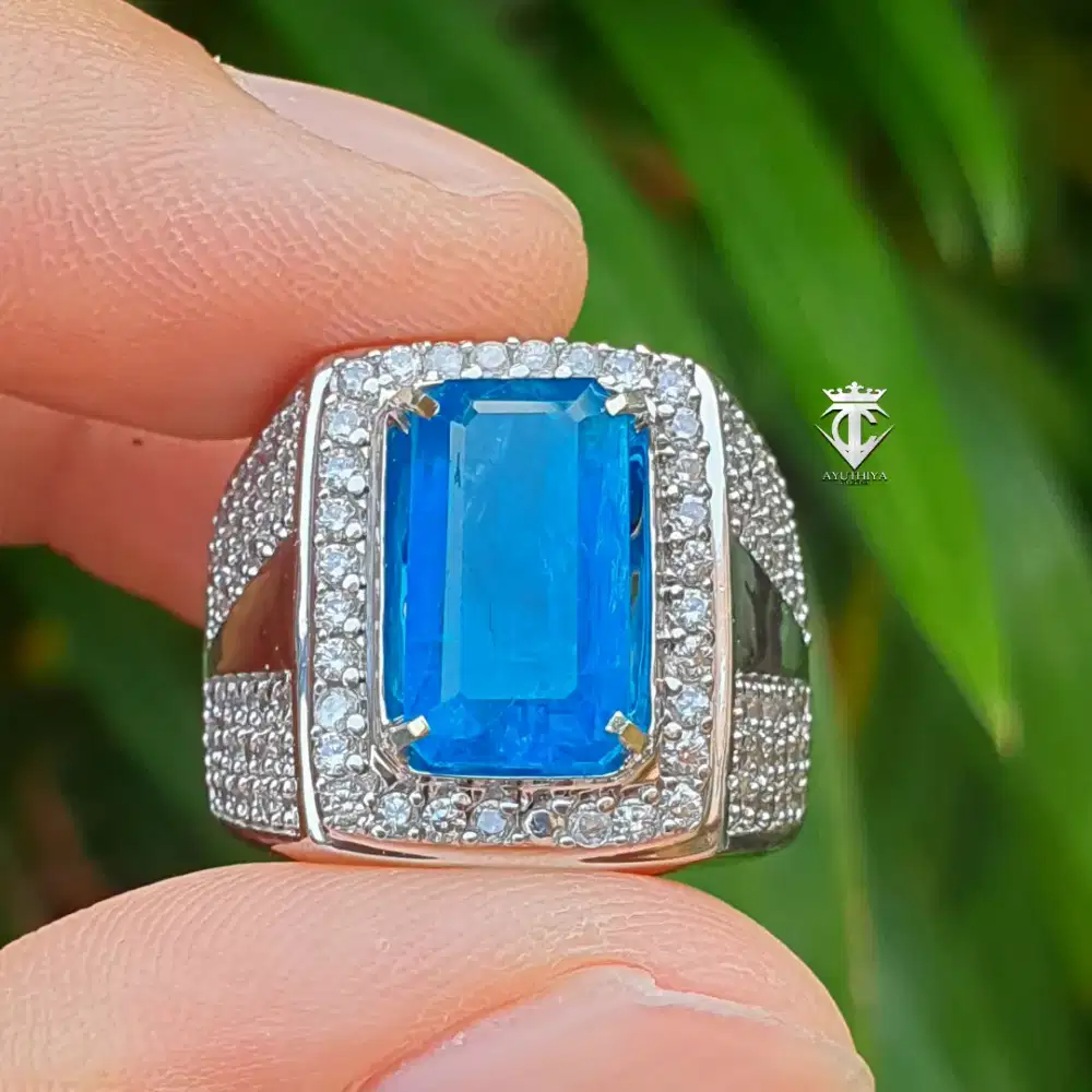 Batu Permata Natural HQ Neon Blue Apatite 4.14 Ct NTE SKY Lab Memo