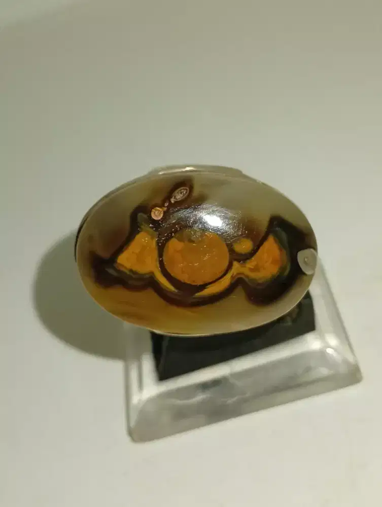 Batu akik motif kaligrafi lafadz ring perak