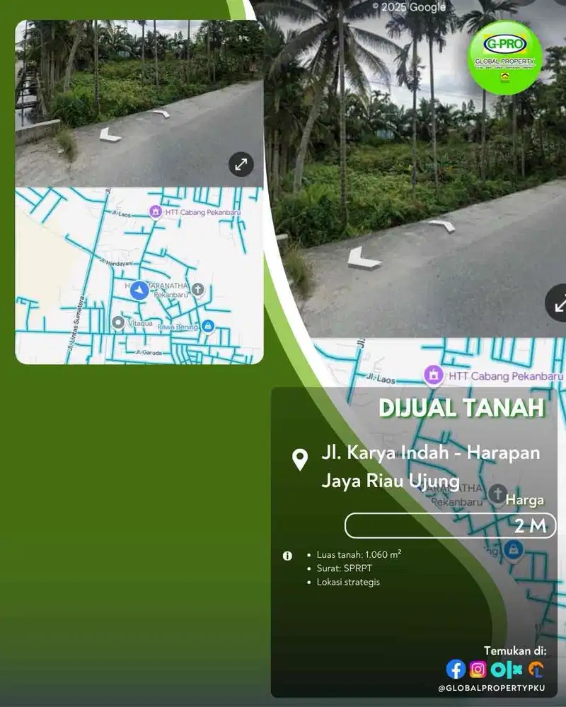 dijual tanah daerah karya indah siap bangun pekanbaru kota!