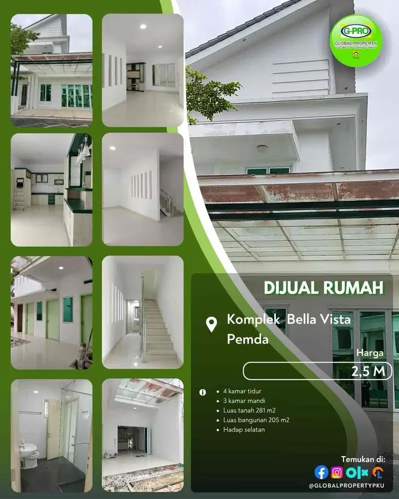 dijual rumah mewah Komplek Bella Vista Pekanbaru Kota 2,5 Man!