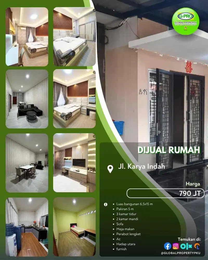 dijual Rumah Karya Indah Pekanbaru Furnished Siap Huni!