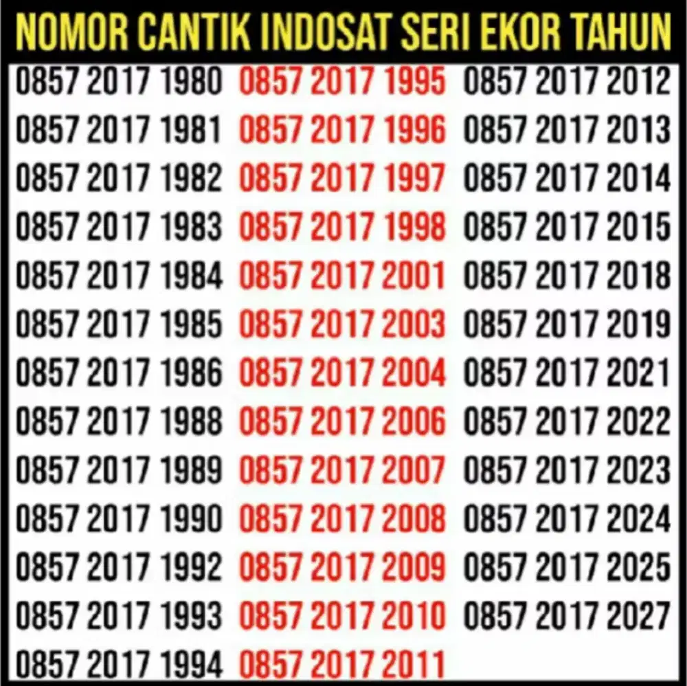 Cek Nomor cantik Indosat IM3 ekor tahun 0856 0091 Tahun dengan harga