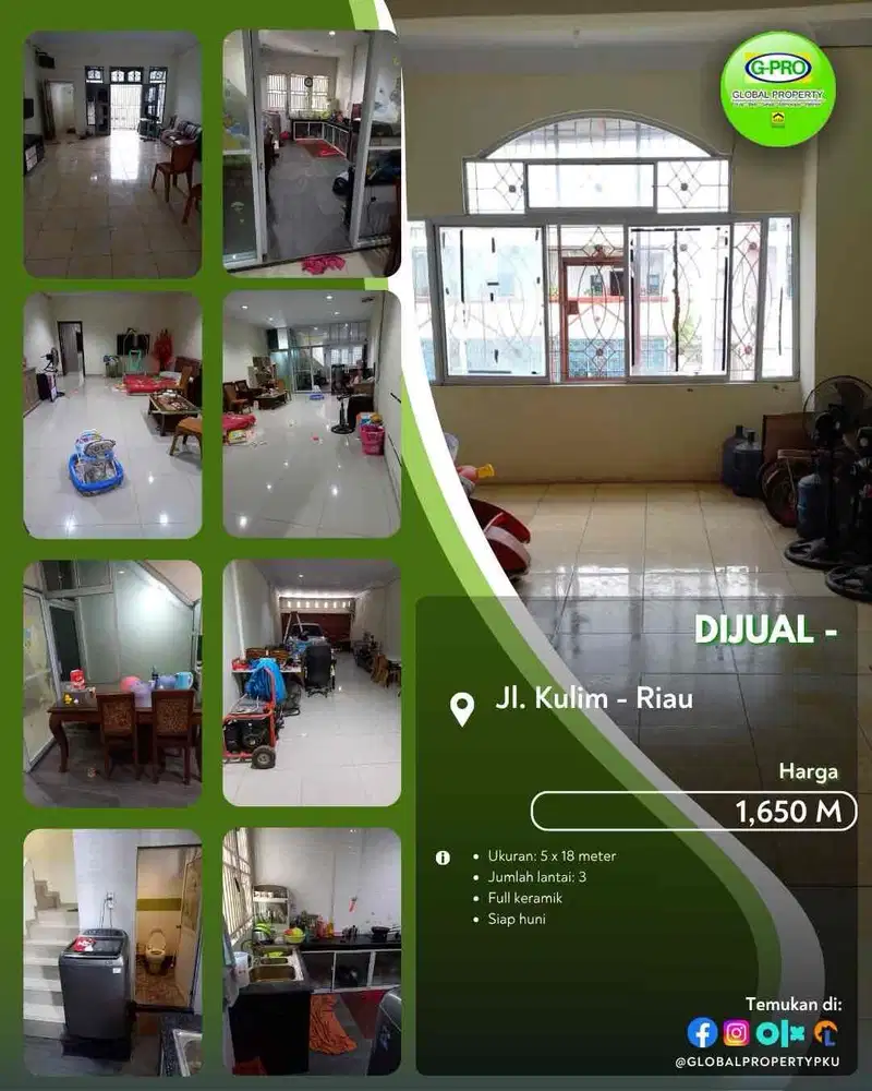 Dijual Ruko 3 Lantai Daerah Kulim Pekanbaru Kota Siap Usaha!