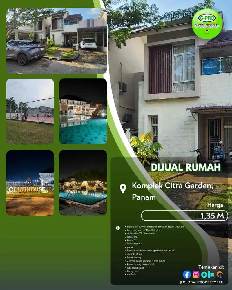 Dijual Rumah Perumahan Elit Komplek Citra Garden Pekanbaru Kota!
