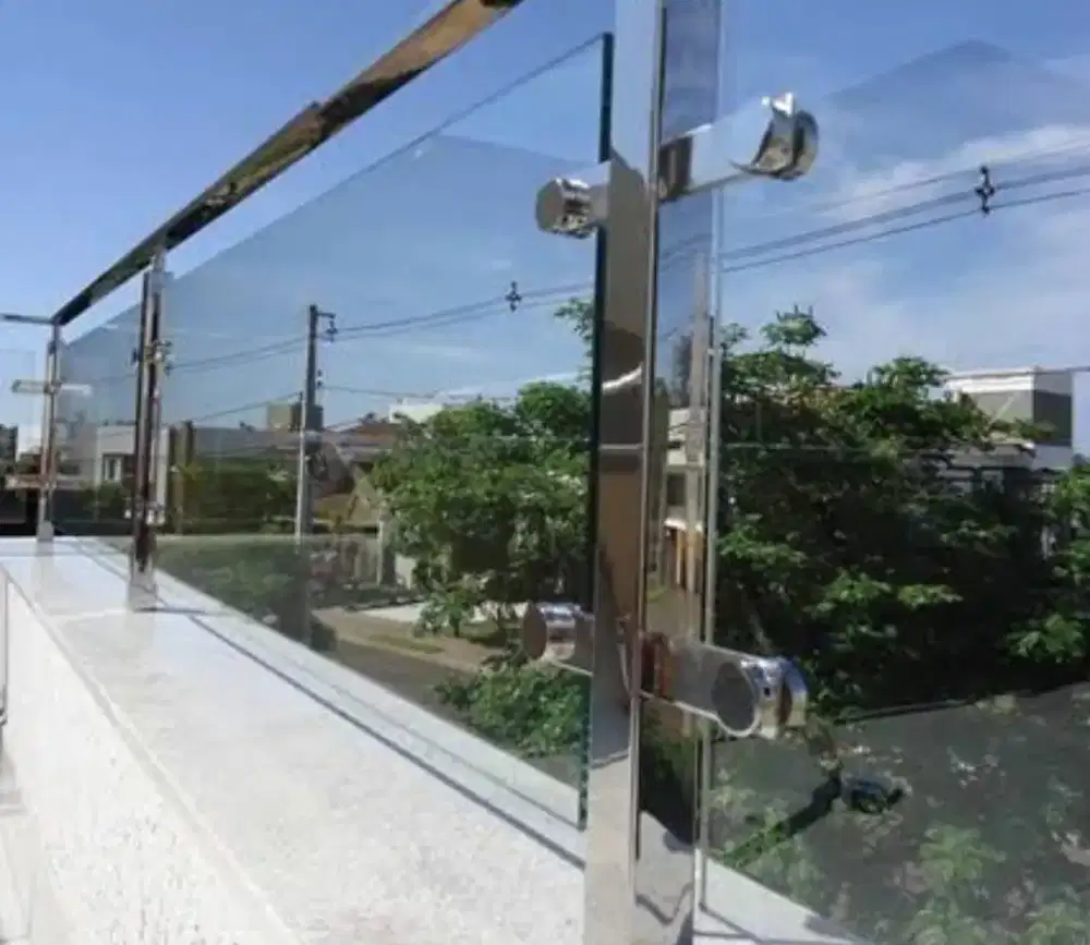 Balkon stainless kaca polos