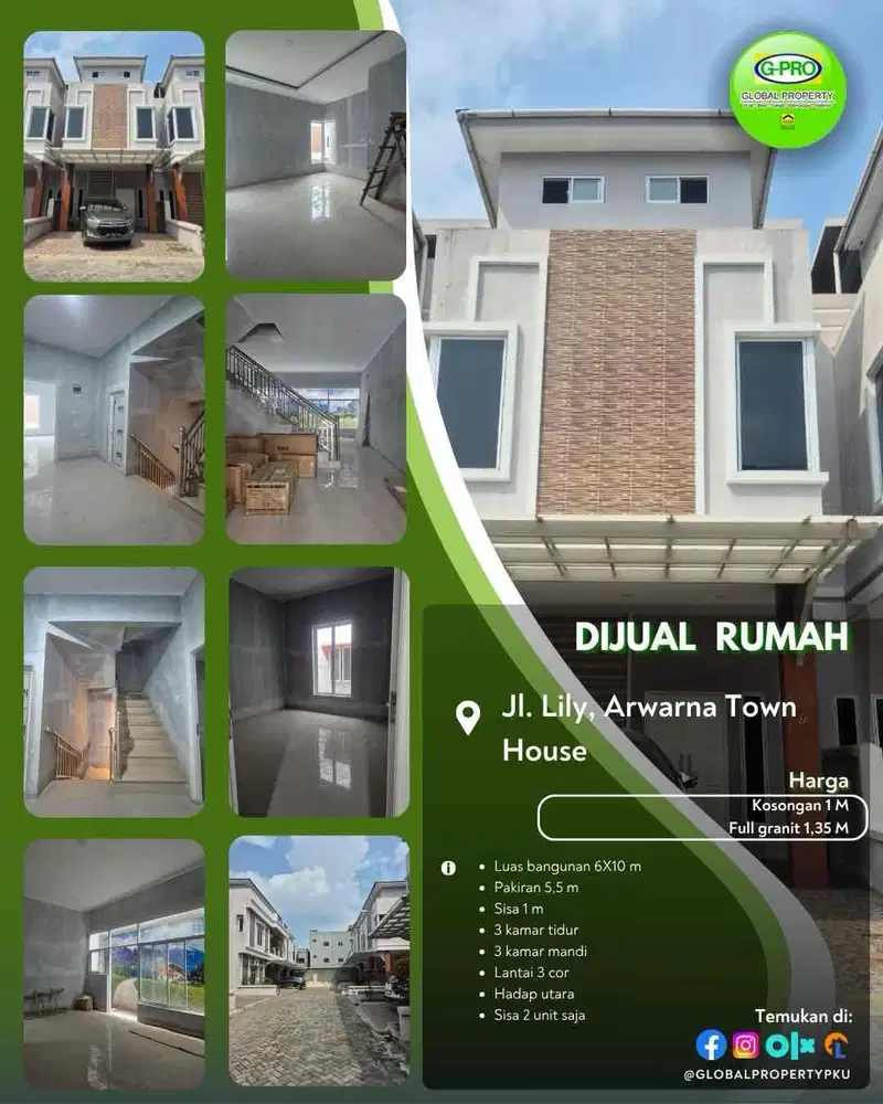 Dijual Rumah Komplek Arwana Town House Pekanbaru Kota!