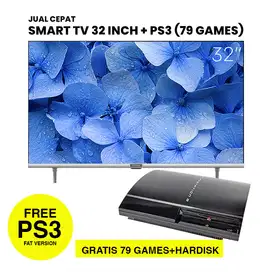 JUAL CEPAT SMART TV COOCAA 32 INCH BONUS PS3 FAT (79 GAMES) (NEGO)