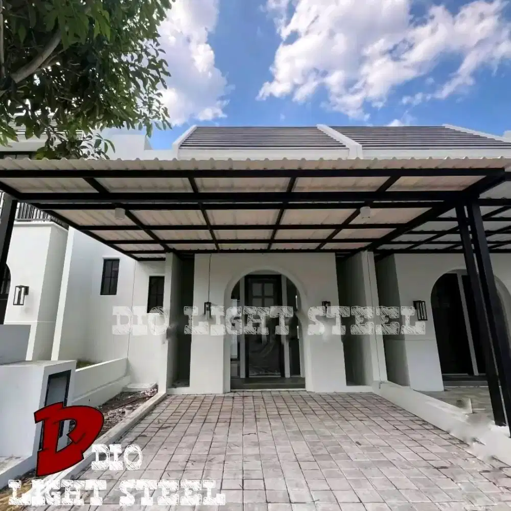 Kanopi Atap UPVC Alderon RS/Single Layer Rangka Baja Ringan+Cat Rangka