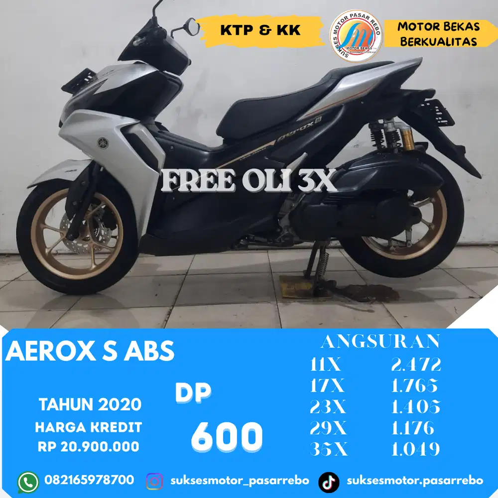 YAMAHA AEROX S ABS TAHUN 2020 GRATIS SERVIS, FREE OLI, SIAP PAKAI