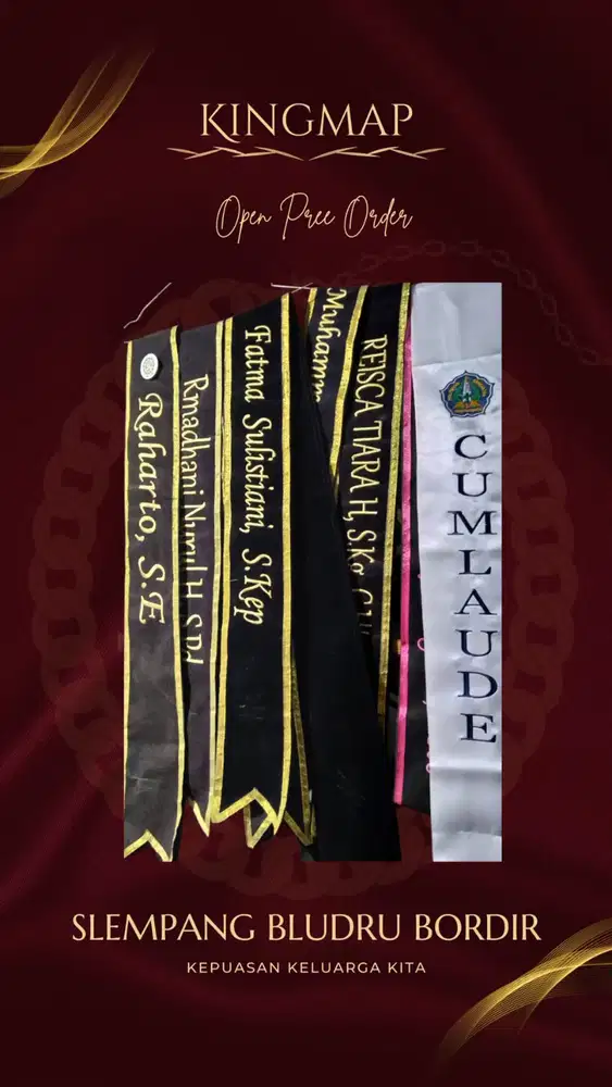 Slempang bludru bordir wisuda