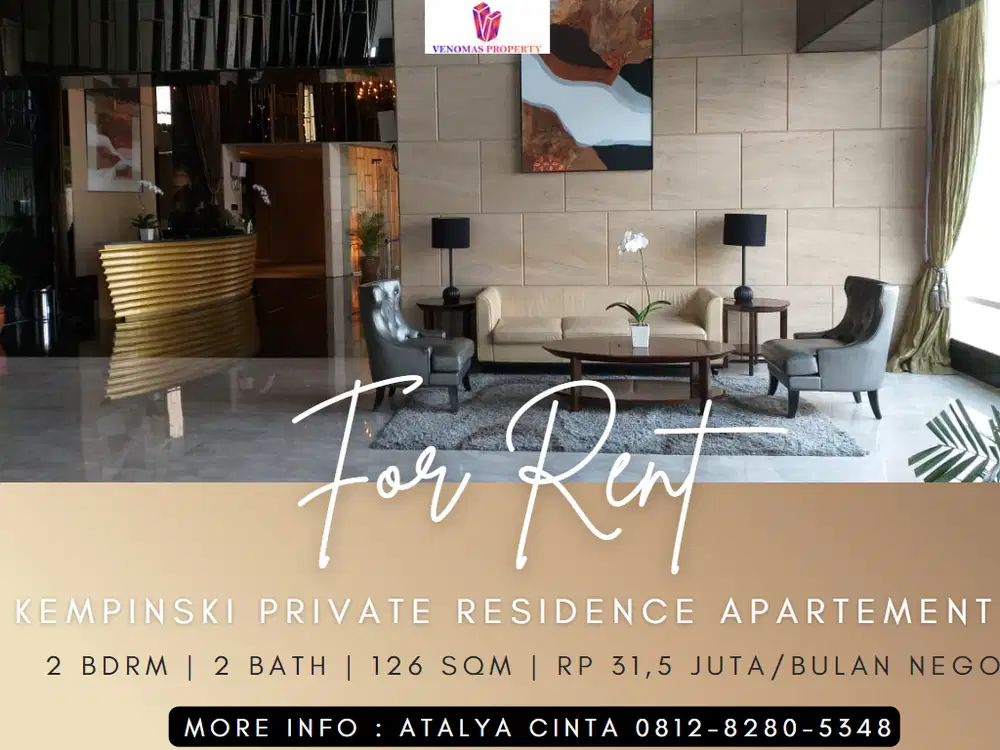 Disewakan Apartement Kempinski Private Residence 2BR Full Furnished