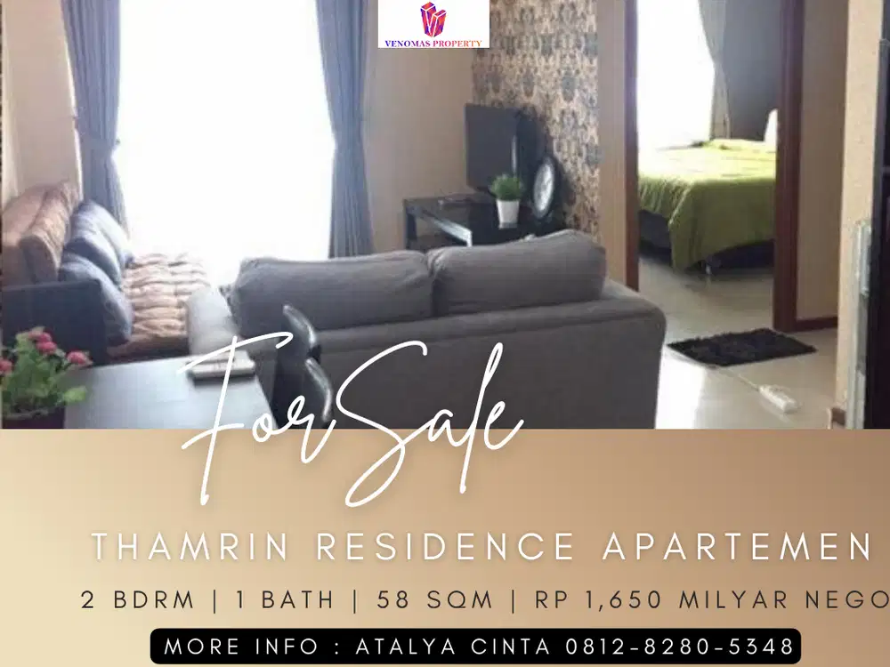 Dijual Apartement Thamrin Residence Hadap Timur Lantai Tinggi 2BR